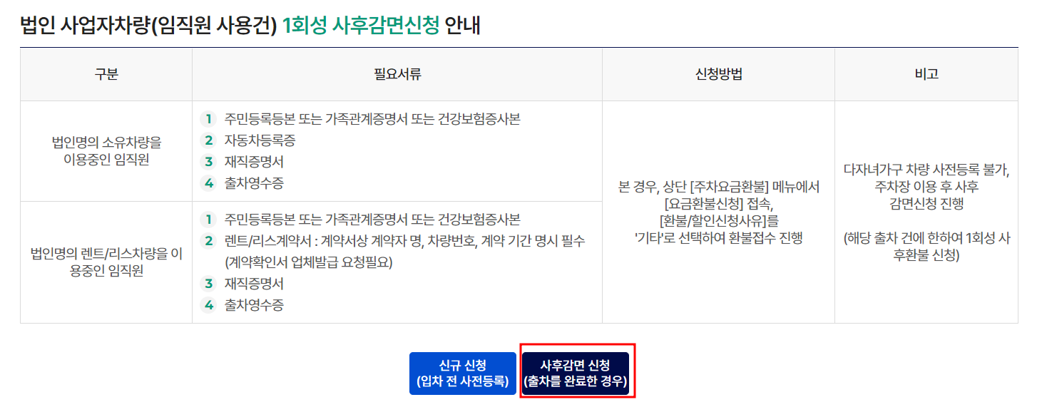 김포공항 다자녀할인 사후 등록신청
