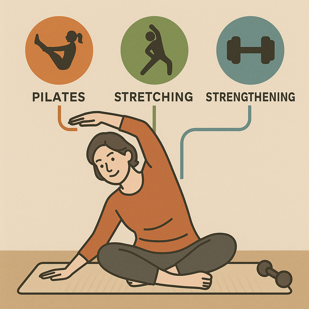 최신 중년 홈트레이닝 루틴 (필라테스, 스트레칭, 근력)