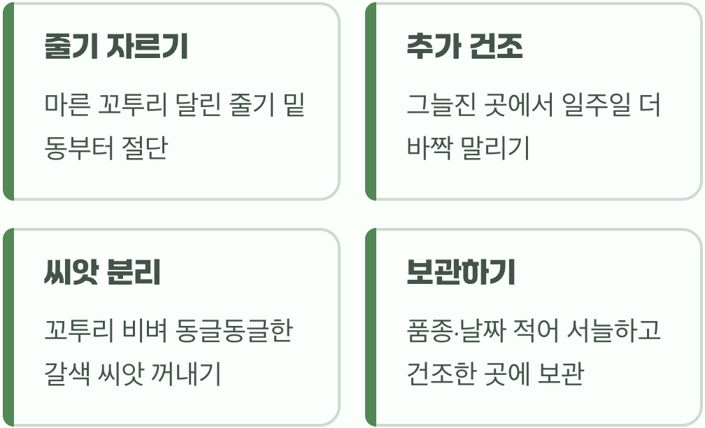 잘 말리고 보관하는 마지막 단계