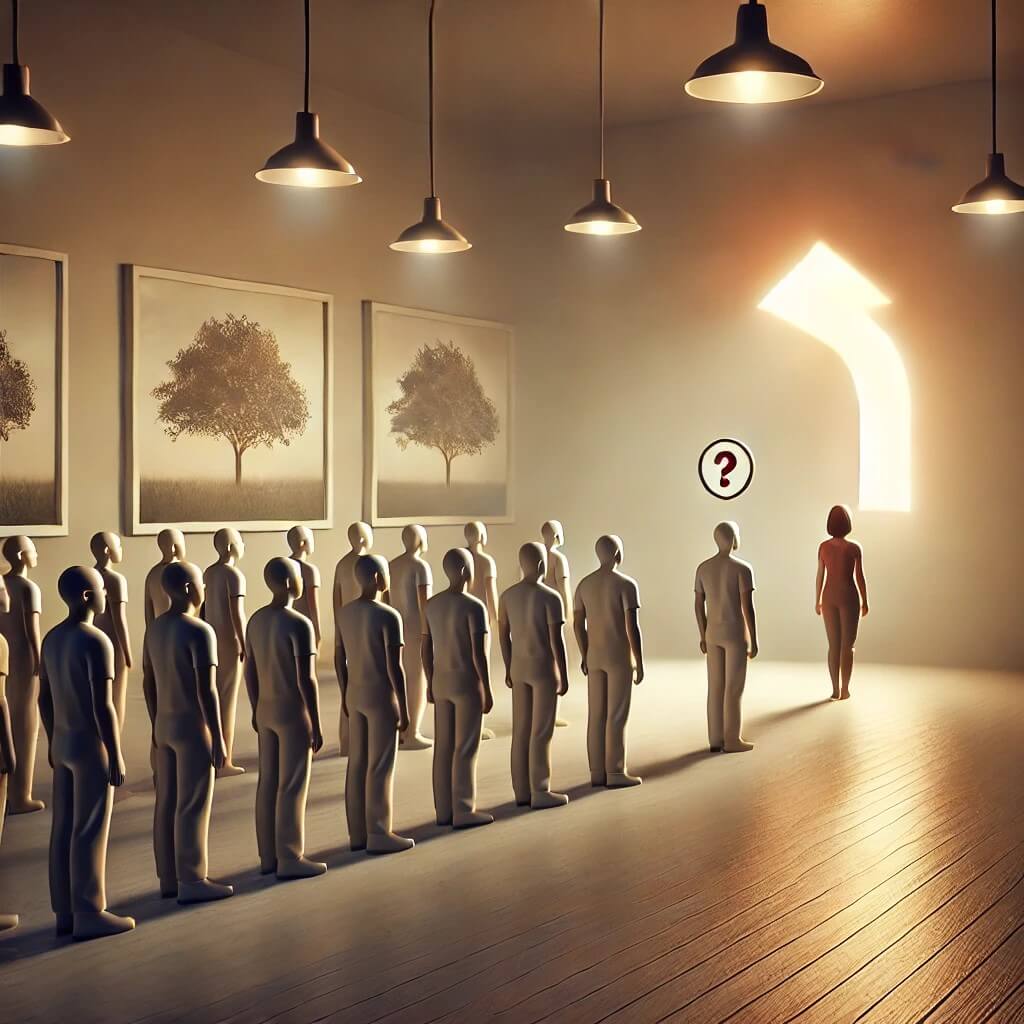 순응과 독립적 사고 사이의 심리적 긴장을 강조하는 애쉬 효과