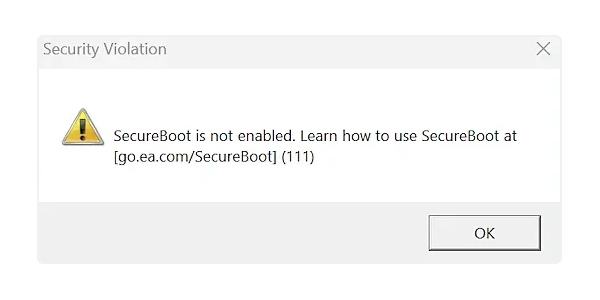 SecureBoot is not enabled Learn how to use SecureBoot at SecureBoot 111