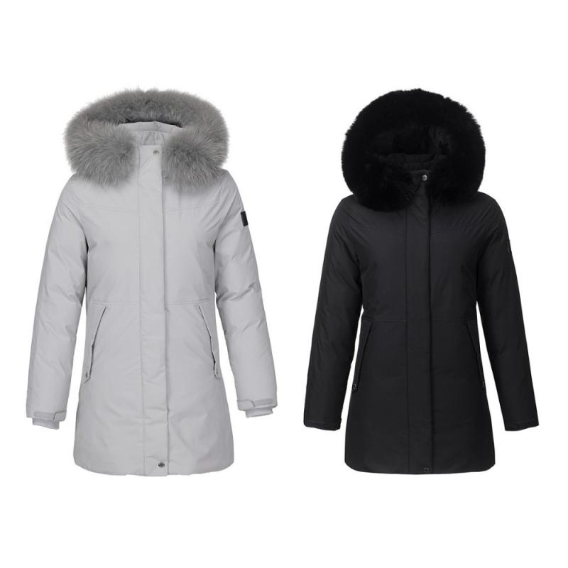 마운티아 엉덩이를 가리는 기장의 여성야상형 테리다운자켓4B