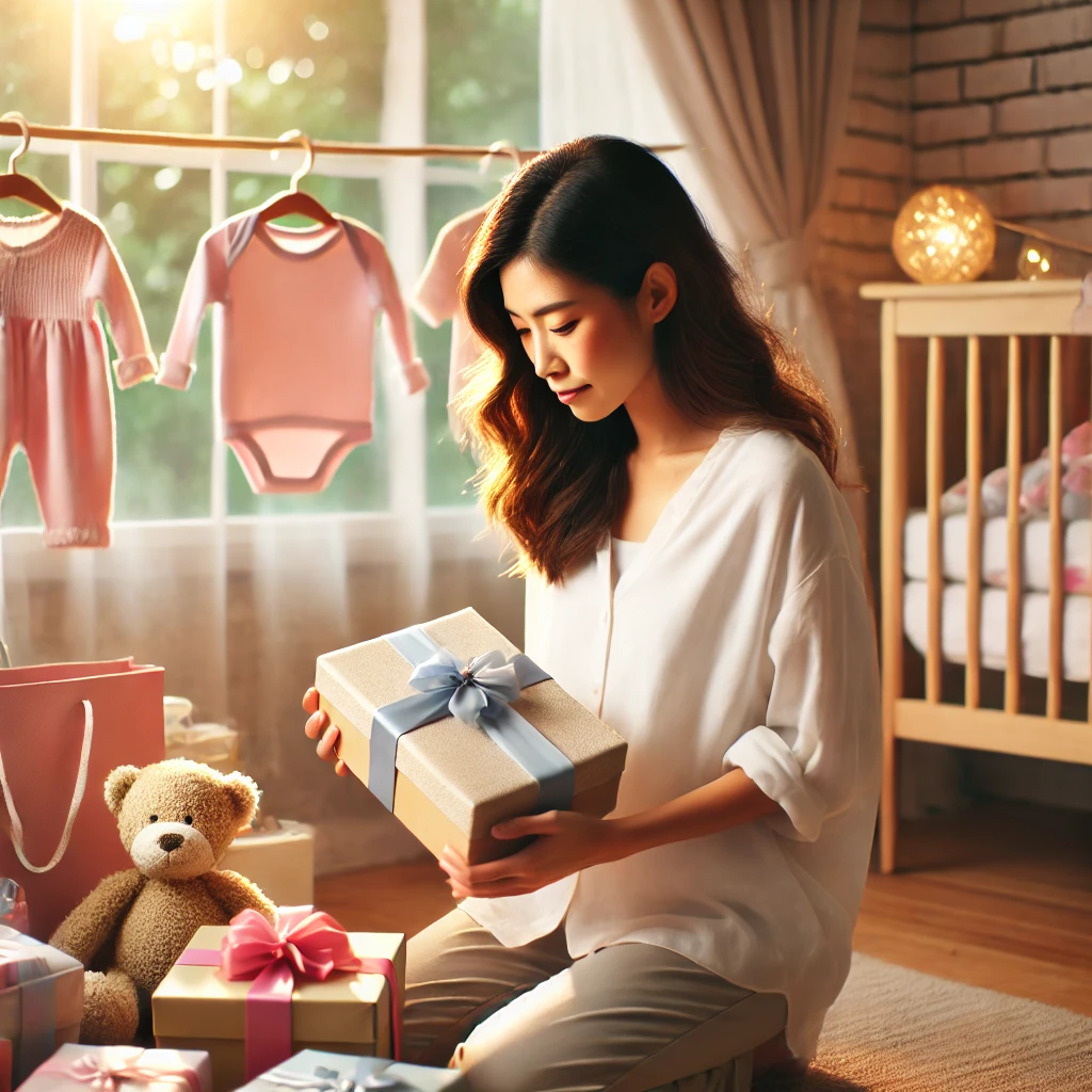 출산 선물을 고민하고 있는 사진