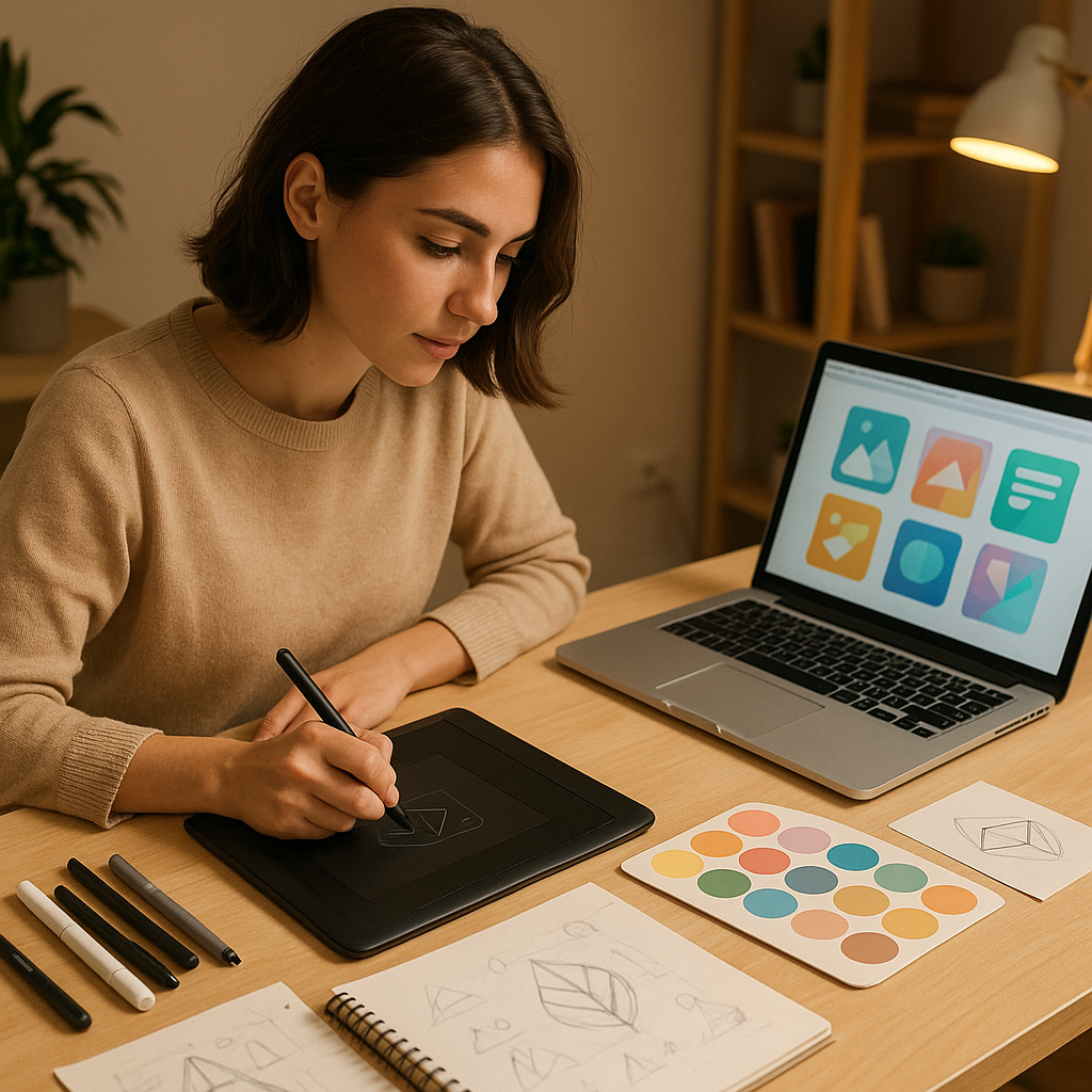 디자인 편집하는 장면