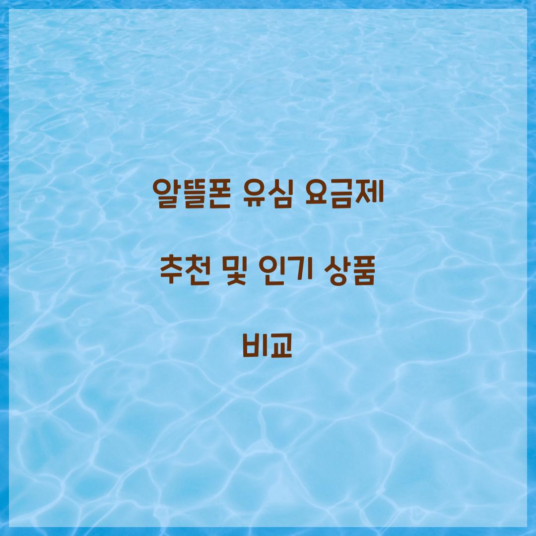알뜰폰 유심 요금제 추천