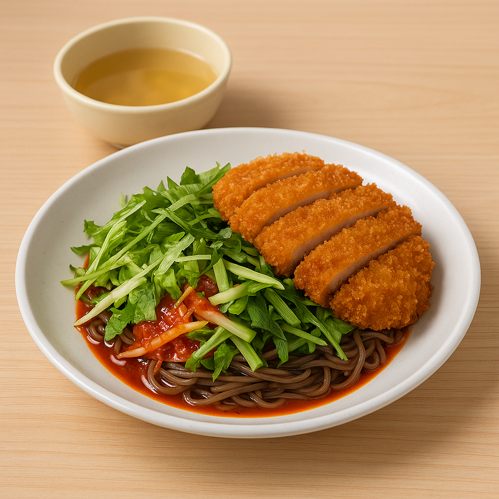 돈가스 미나리 쟁반국수