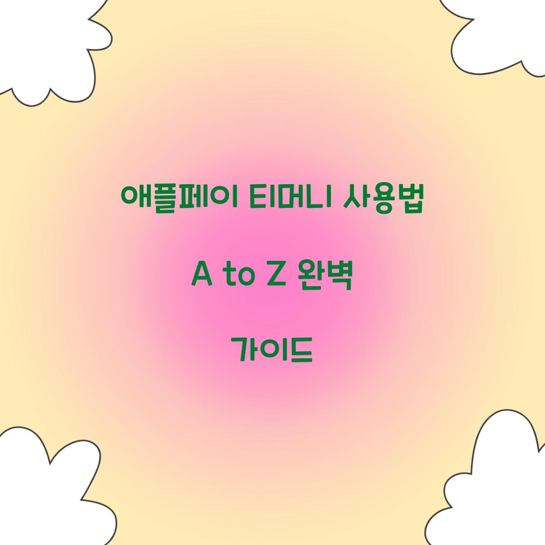 애플페이 티머니 사용법