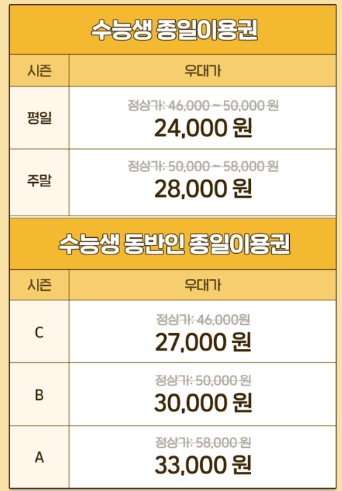 수험생 수험표 할인