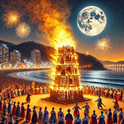 해운대-달집태우기-사람들