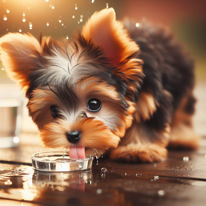 물마시는 요크셔 테리어