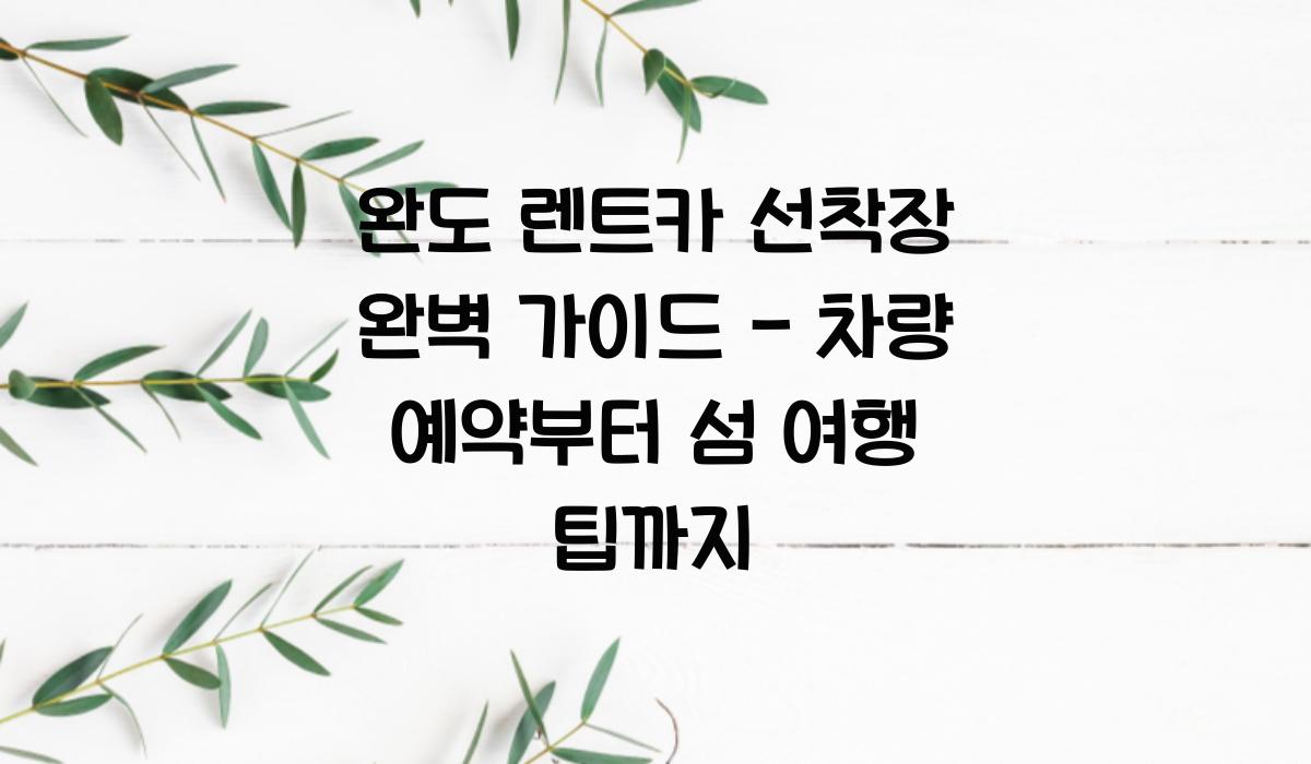 완도 렌트카 선착장