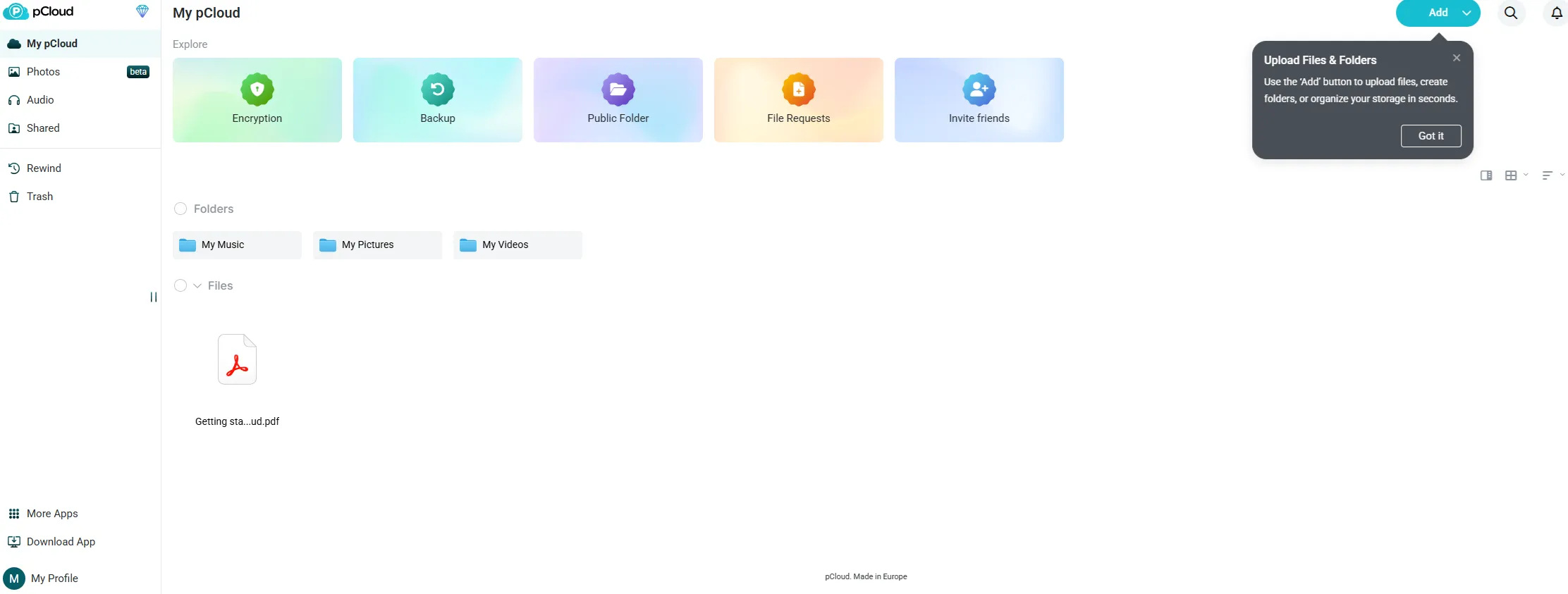 무료 20GB 클라우드 pCloud 가입