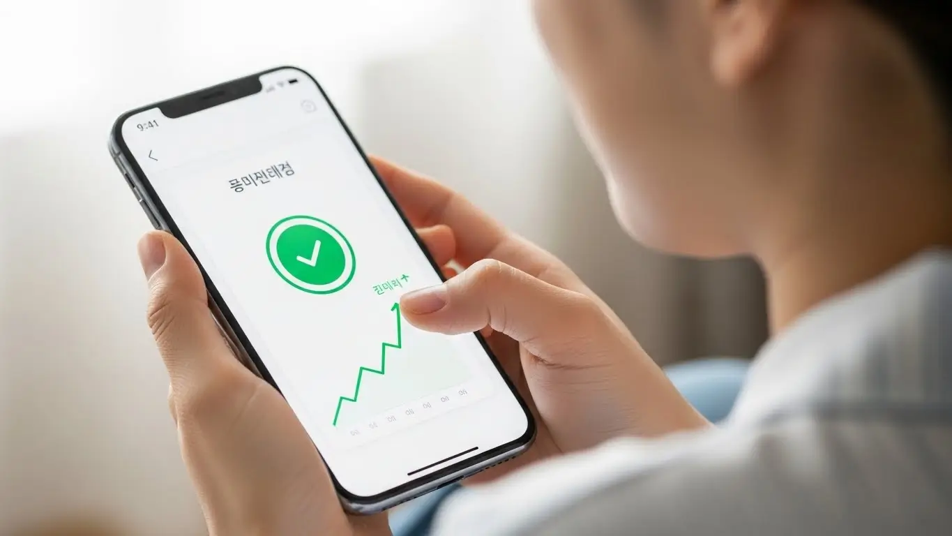 부족한 전세 보증금을 메우기 위해 스마트폰으로 추가 대출 한도를 조회하고 안도하는 모습