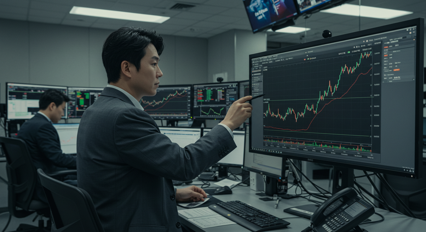 환율 차트를 분석하며 주식시장 흐름을 예측하는 한국 투자자