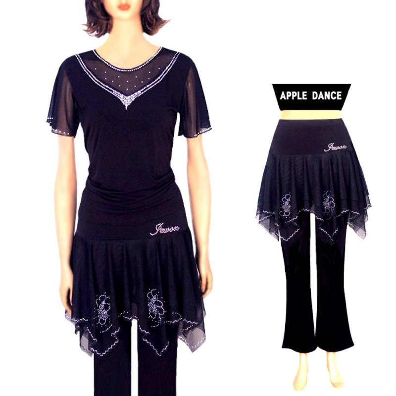 애플댄스 국산 물결 상하 댄스복셋트 라인 댄스복 행사복 세트