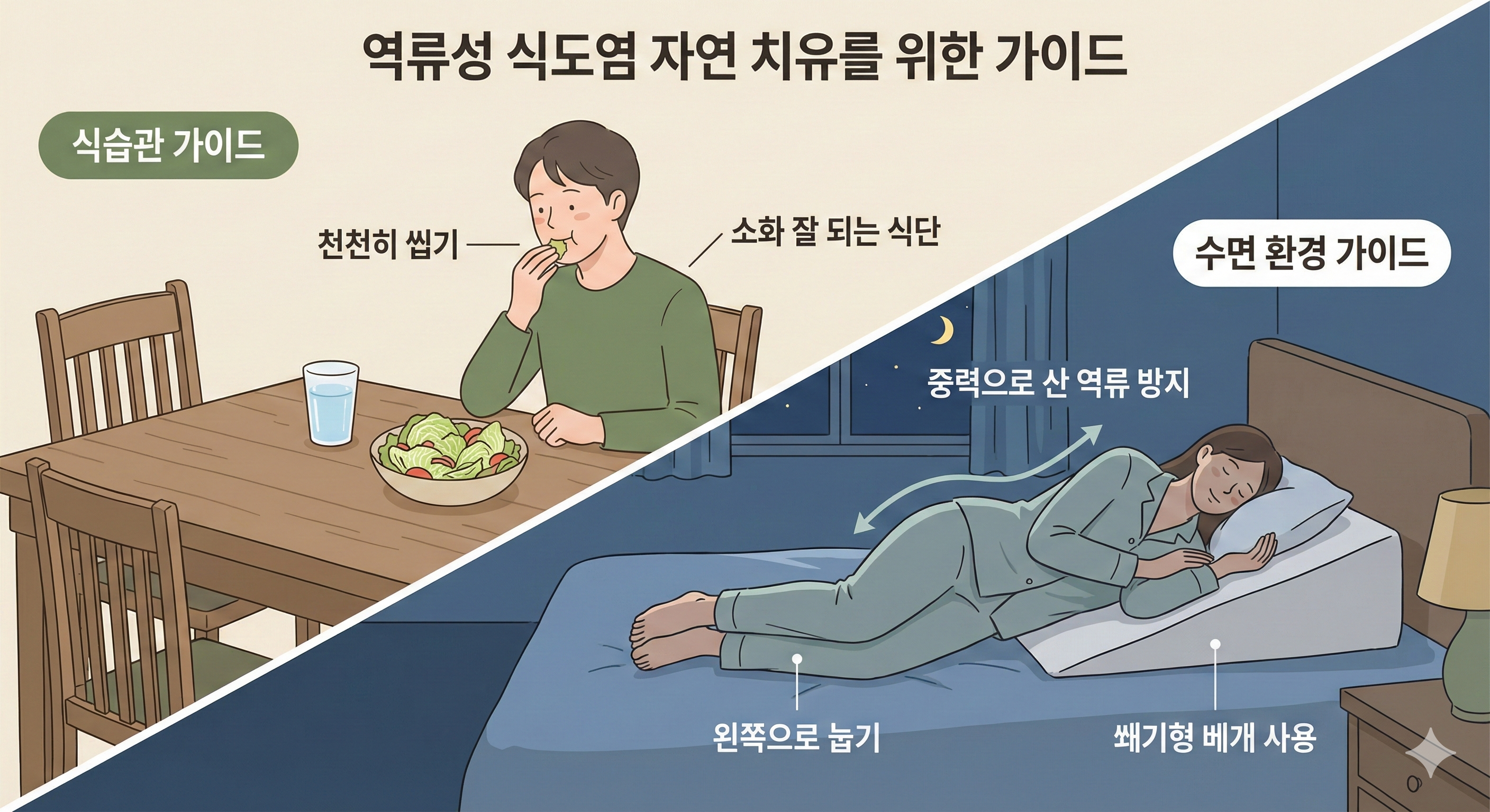 역류성 식도염 자연 치유를 위한 식습관과 베개 선택법이미지