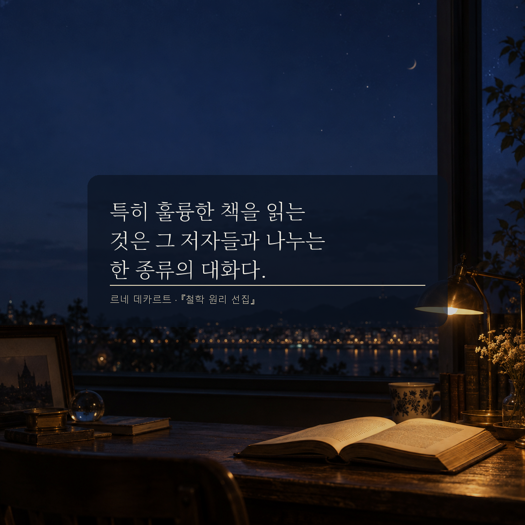 르네 데카르트 책을 통해 저자와 대화한다는 독서와 공부 명언