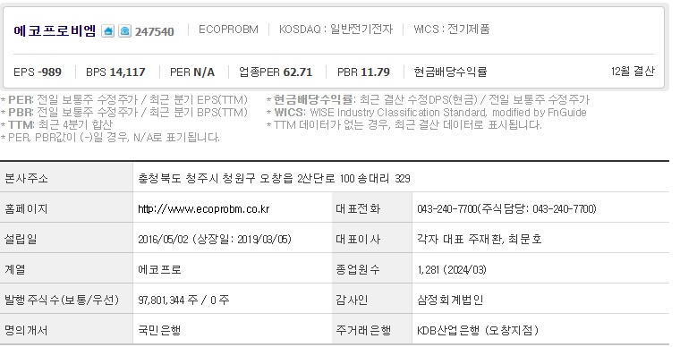 에코프로비엠 기업개요