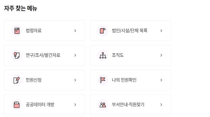 보건복지부 공식웹사이트 서비스안내