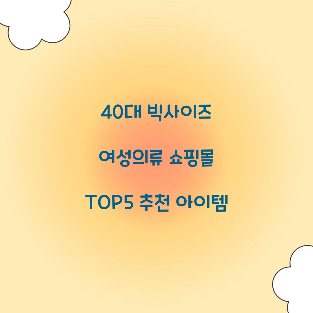 40대 빅사이즈 여성의류 쇼핑몰