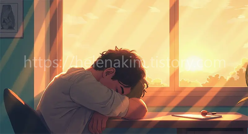 번아웃으로 힘들어 하는 모습.