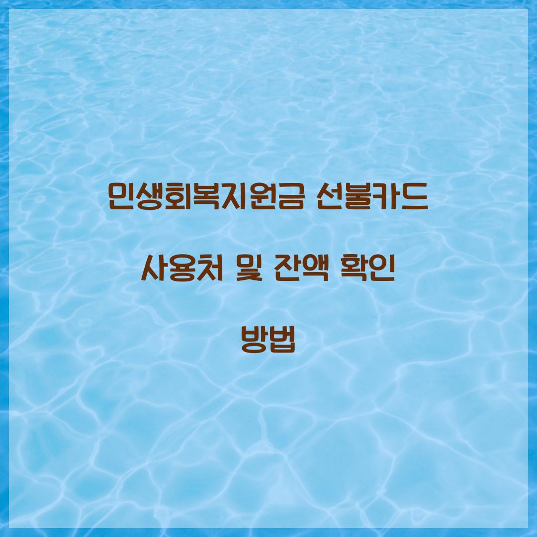 민생회복지원금 선불카드