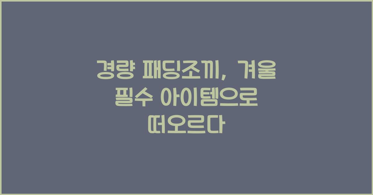 경량 패딩조끼