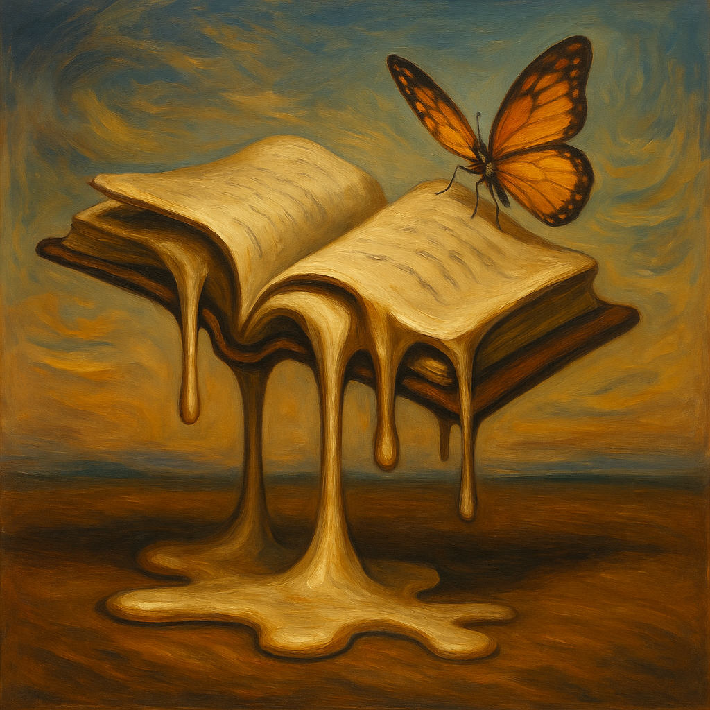 녹아내리는 책과 나비, 달리 스타일 이미지