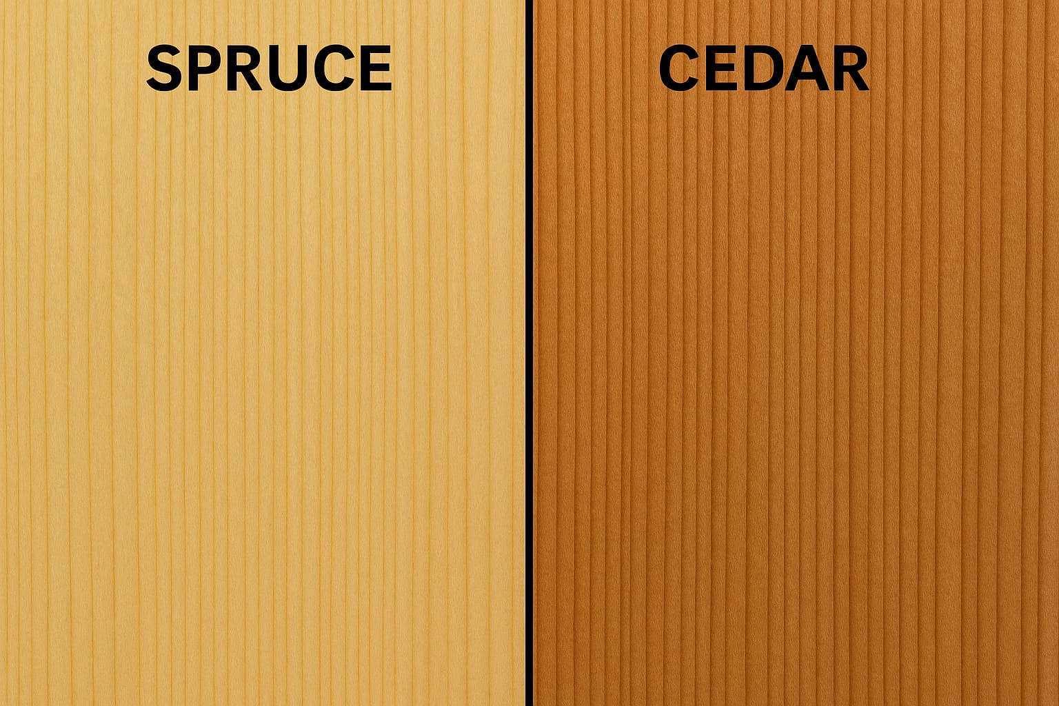 어쿠스틱 기타 상판용 목재 스프루스와 시더의 비교