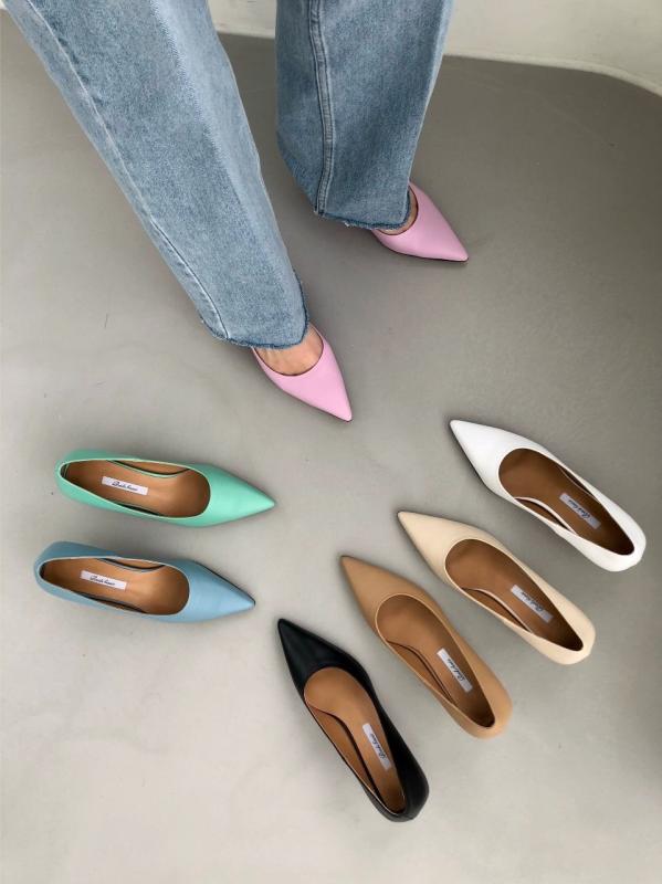 re 성수동 수제화 소가죽 미들힐 펌프스 스틸레토 구두