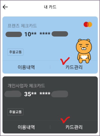 내 카드 카드관리 메뉴 이미지