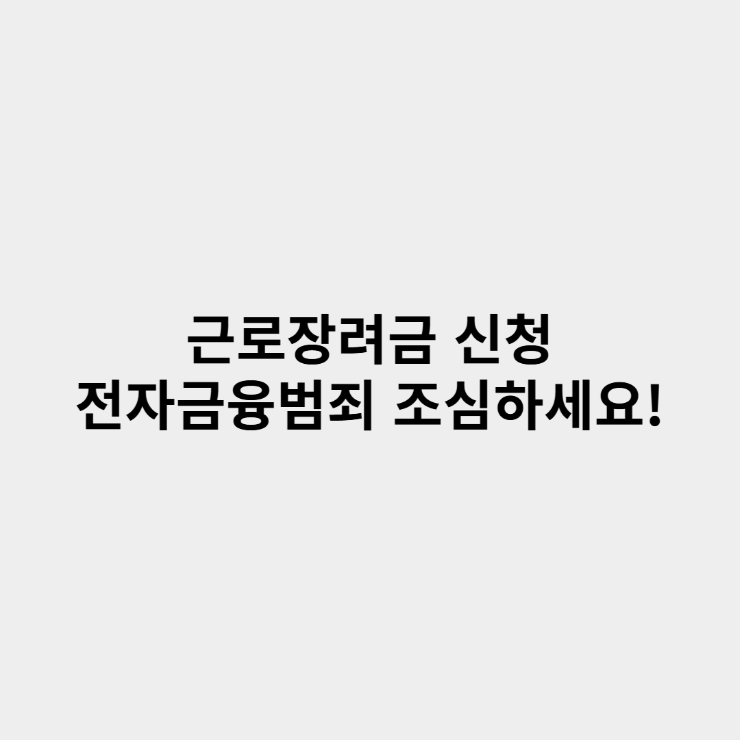 근로장려금 신청 전자금융범죄