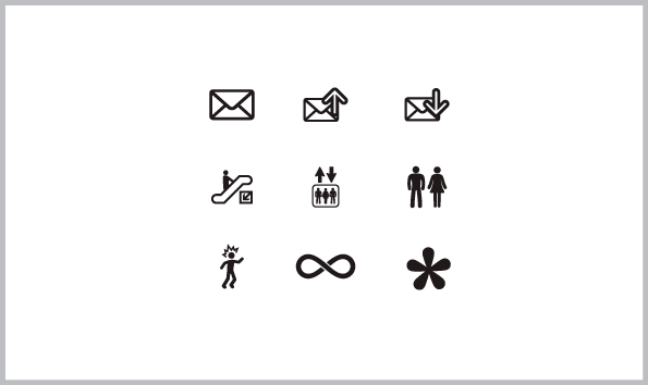 Free Icon vector source : Envelope, email, Escalator, Elevator, Toilet, Caution, Infinite, Flower