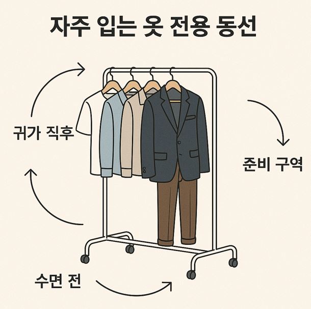 옷걸이 동선의 예시 그림