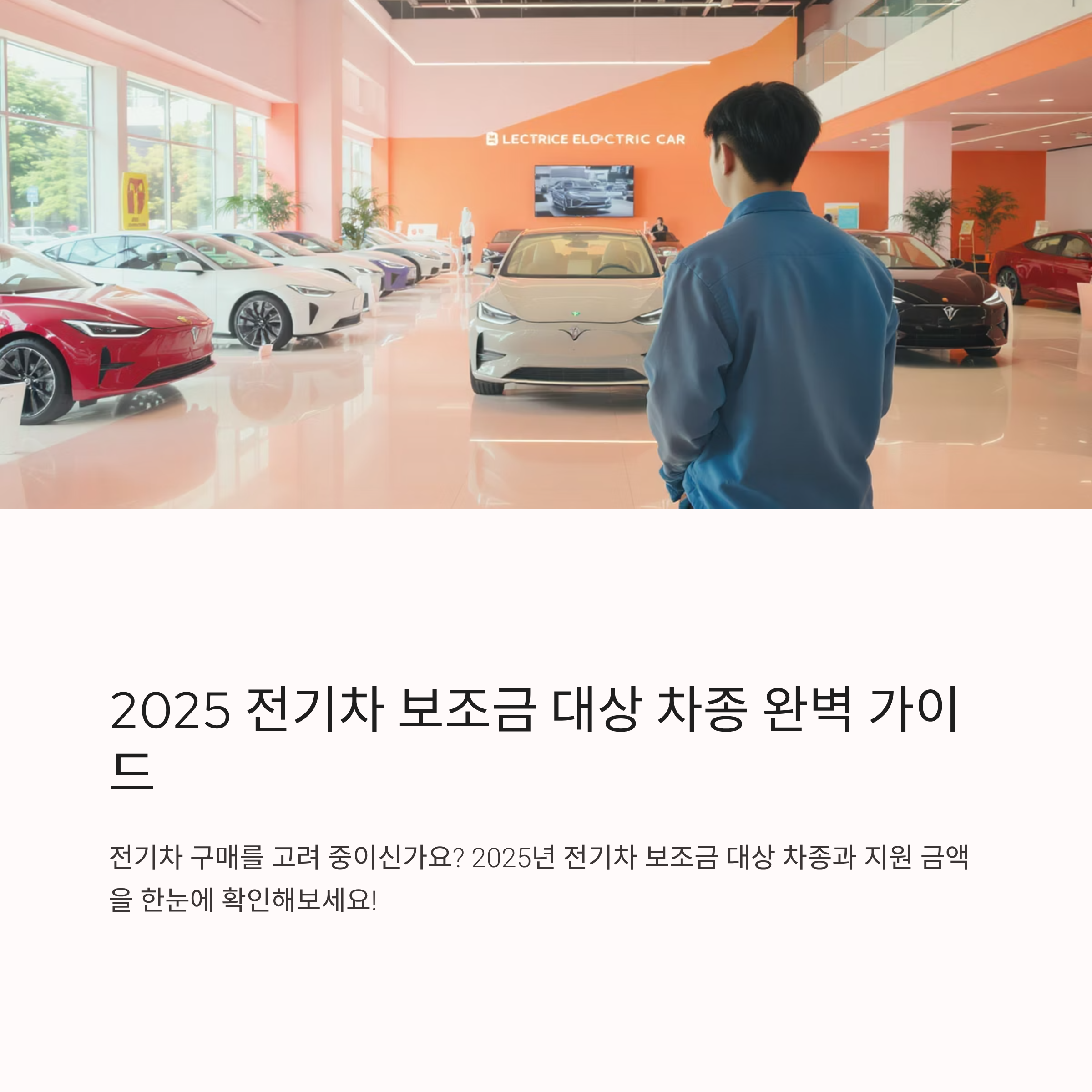 전기차 보조금 대상 차종 2025 최신 정리