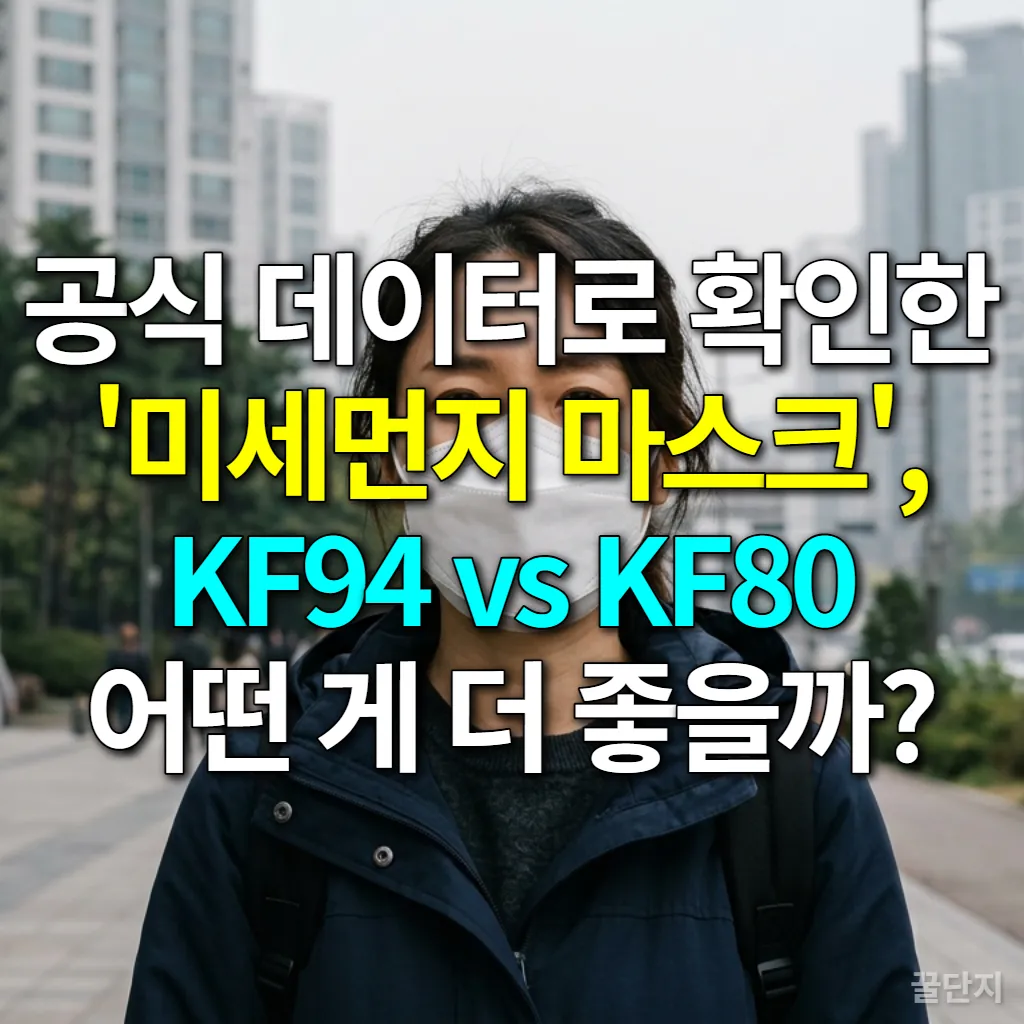 미세먼지 속에서 KF94 마스크를 착용한 한국인의 모습