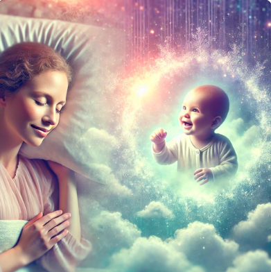 꿈에서 아기가 나온 꿈을 꾼 여성 이미지