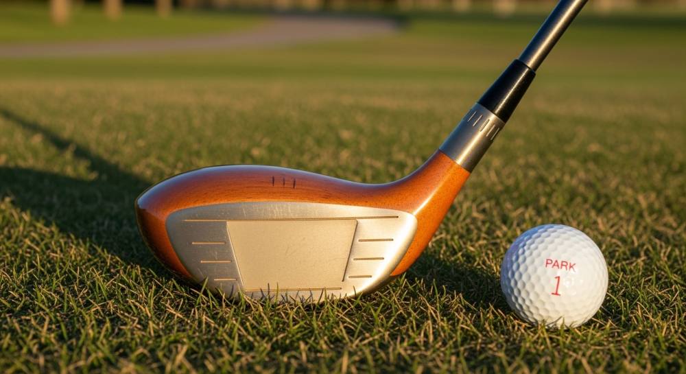 필드에 골프채와 골드공 올라와있는 사진