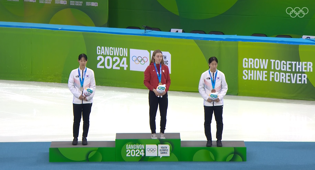 강릉 청소년 동계 올림픽 여자 500m 메달 시상식 (*사진출처ISU)