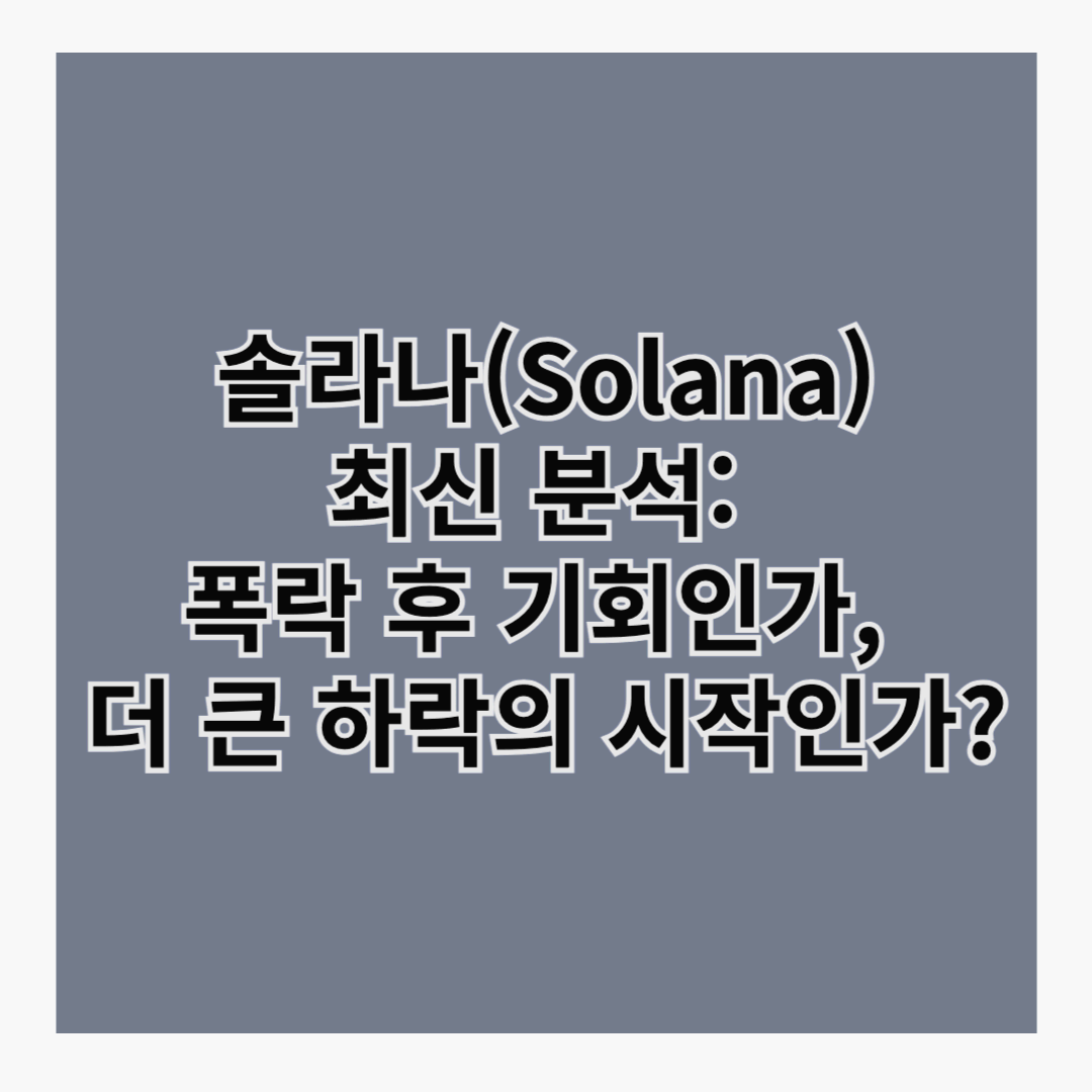 🚀 솔라나(Solana) 최신 분석: 폭락 후 기회인가, 더 큰 하락의 시작인가?
