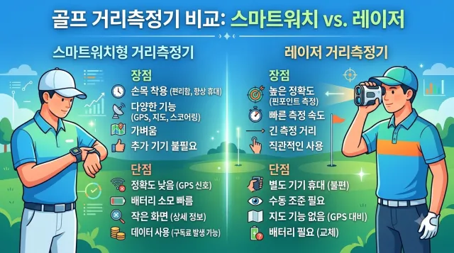 스마트워치형 vs 레이저 거리측정기전 비교 이미지