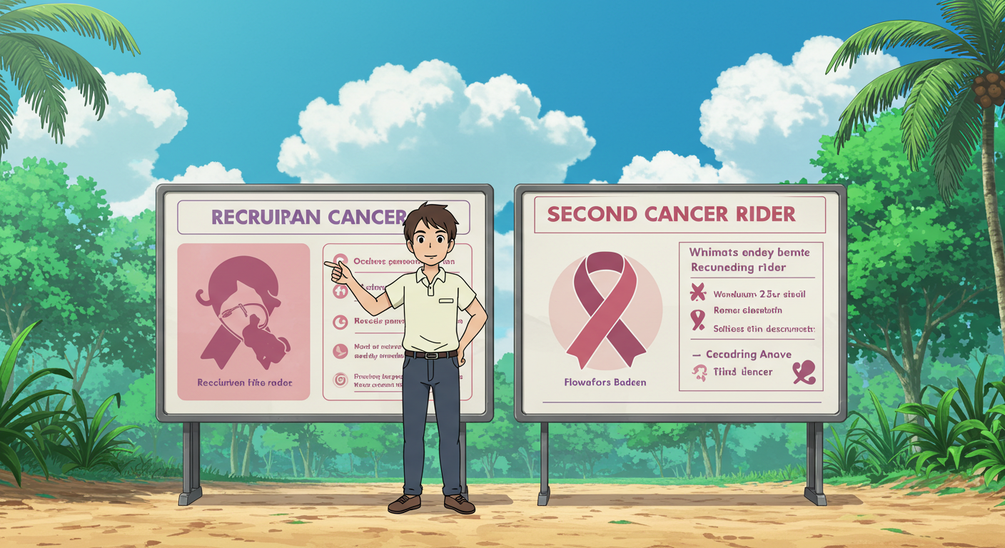 재진단암과 2차 암보험 특약을 비교 설명하는 사람