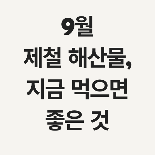 9월 제철 해산물, 지금 먹으면 좋은 것