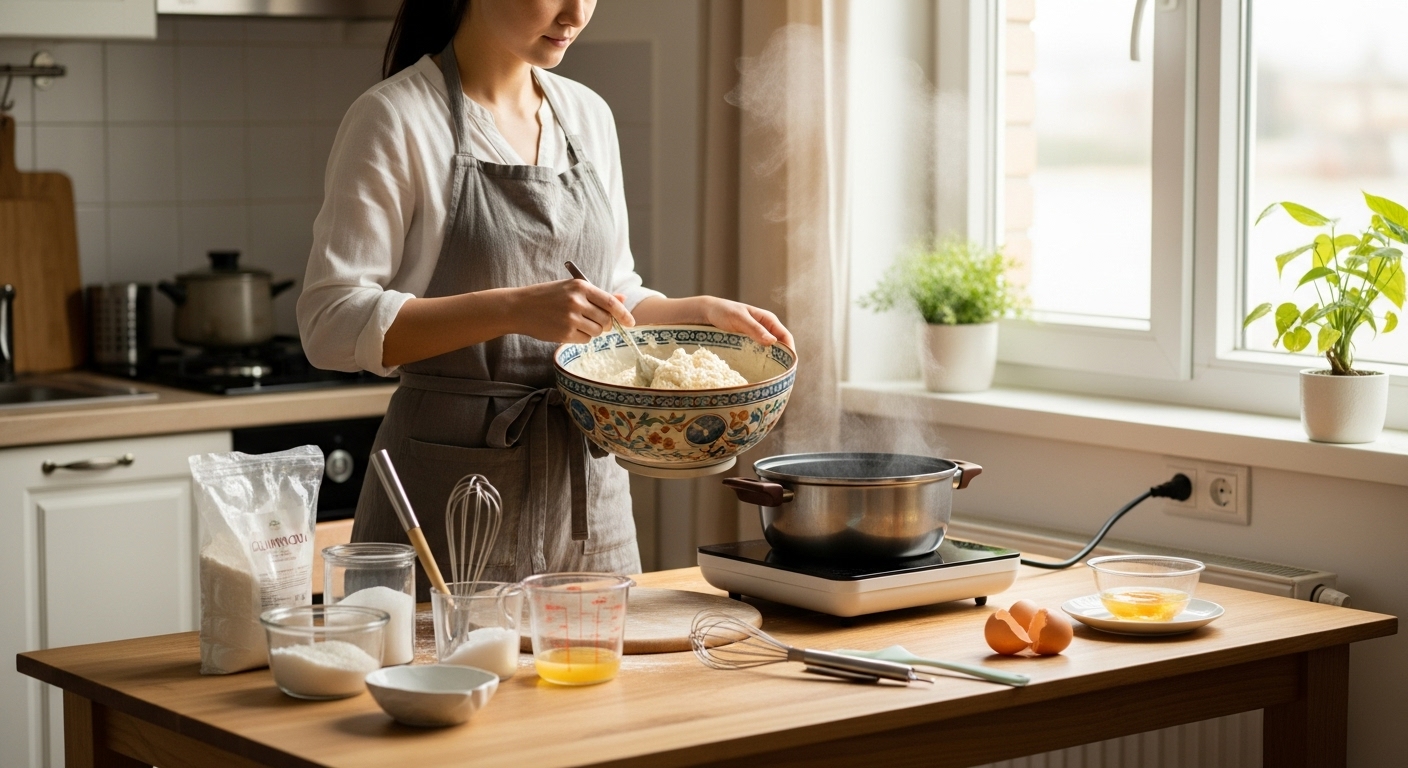 찹쌀풀 끓이는 과정