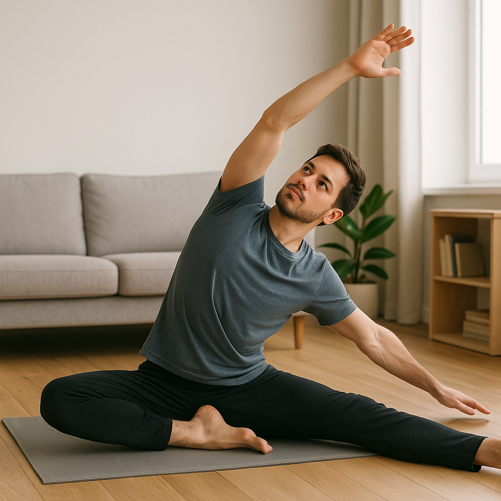 남성이 필라테스 동작을 하는 이미지