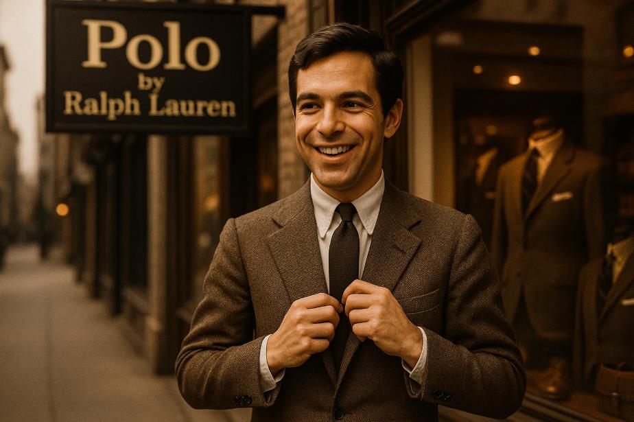 1960년대 뉴욕에서 폴로 브랜드를 처음 시작하던 젊은 랄프 로렌의 모습을 상징하는 장면