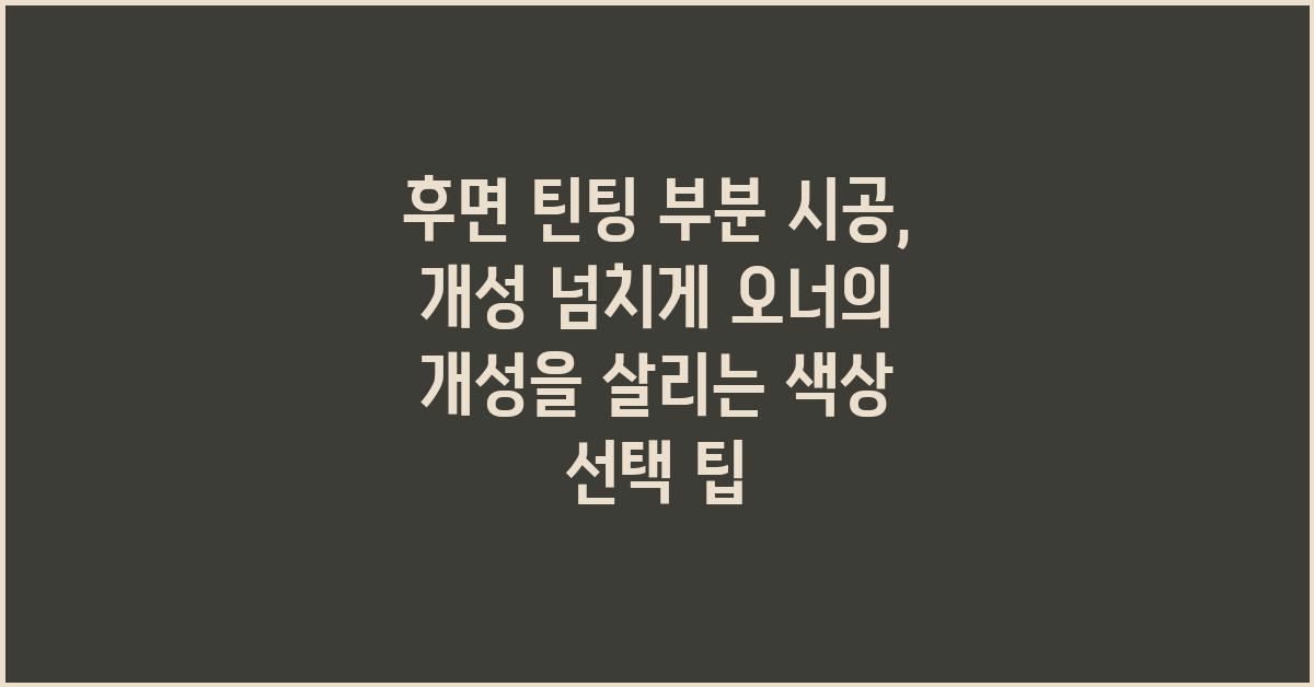 후면 틴팅 부분 시공, 개성 넘치게!