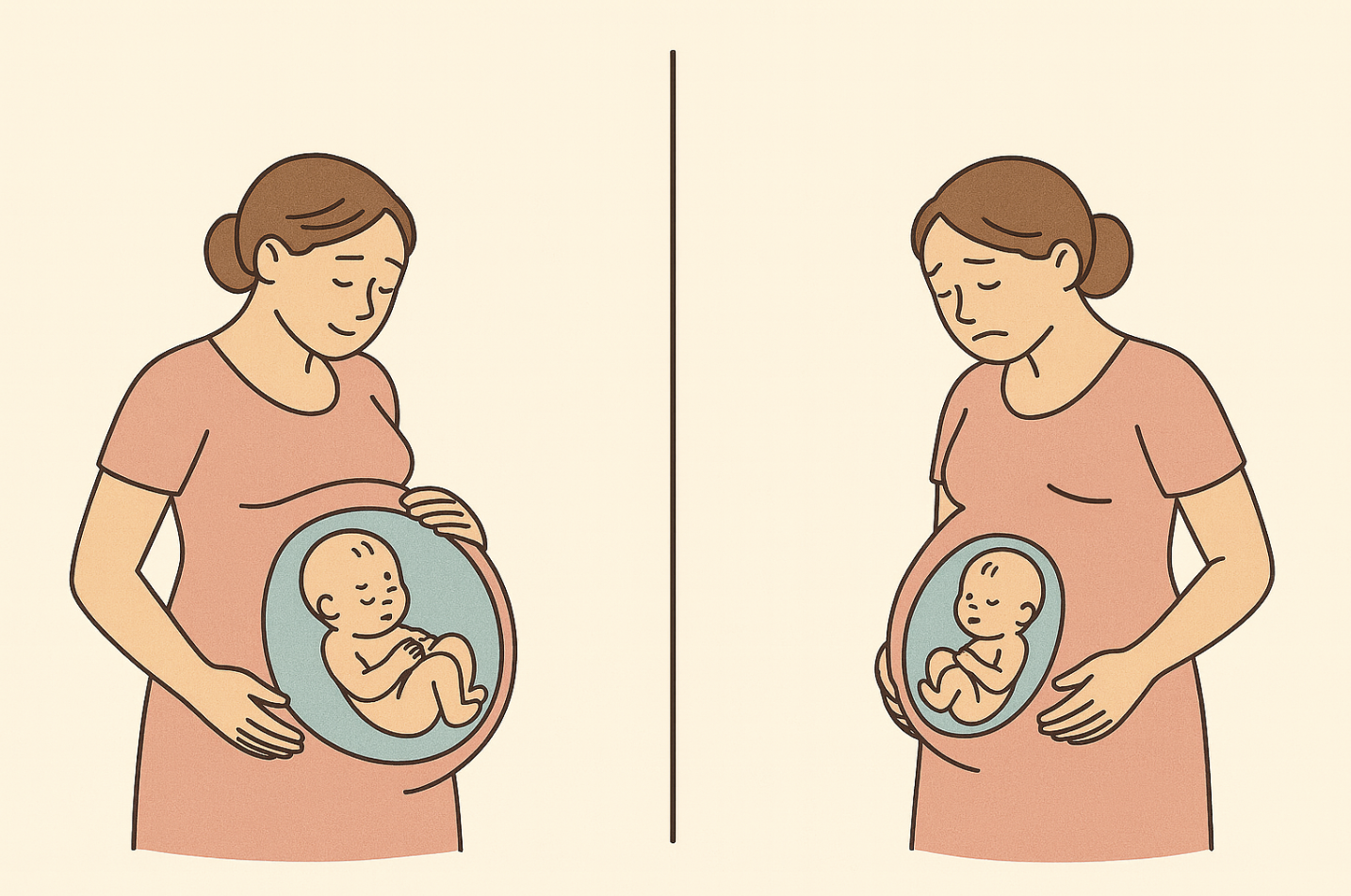 임신 중 양수과다증 vs 양수과소증 비교 사진