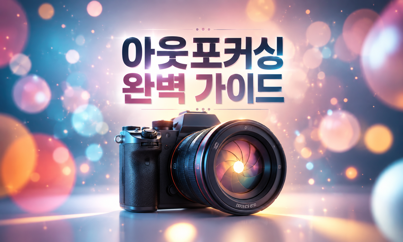 조리개 개방과 조임의 크기 차이를 보여주는 카메라 렌즈 구조 일러스트