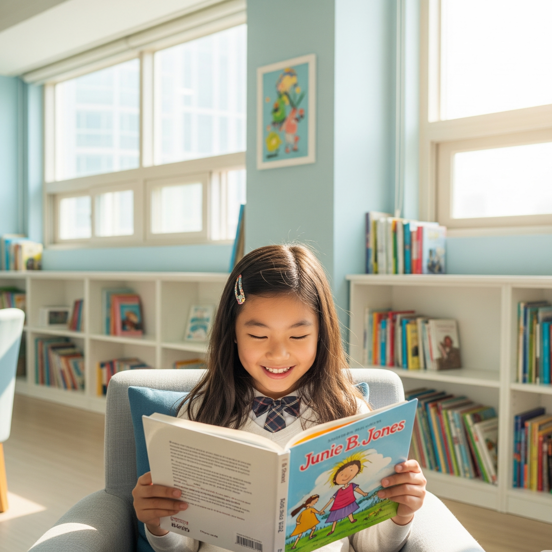 스스로 영어 책을 읽는 초등학생